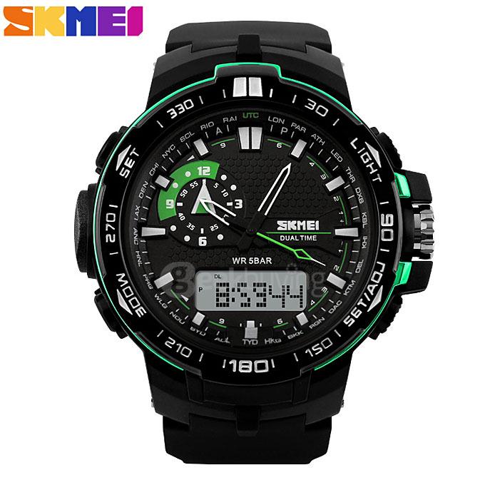 SKMEI 1081 Waterproof Outdoor Sports Digital & Analog Watches Men LED Electronic Oversized Dial Quartz Watch - Green