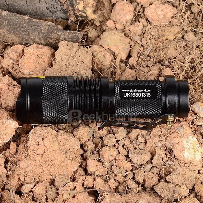 UltraFire SK68XPE 1-LED 400LM 1-Mode Cool White Light Flashlight w/ Clip - Black