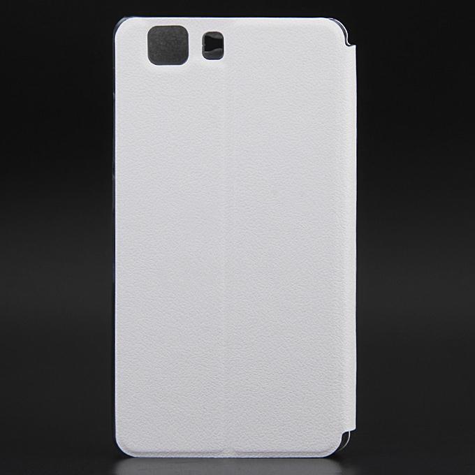 OCUBE Window View Style Protective Hard Cover Flip Stand Leather Cover with Hard Case for DOOGEE X5 / X5 Pro Smartphone - White