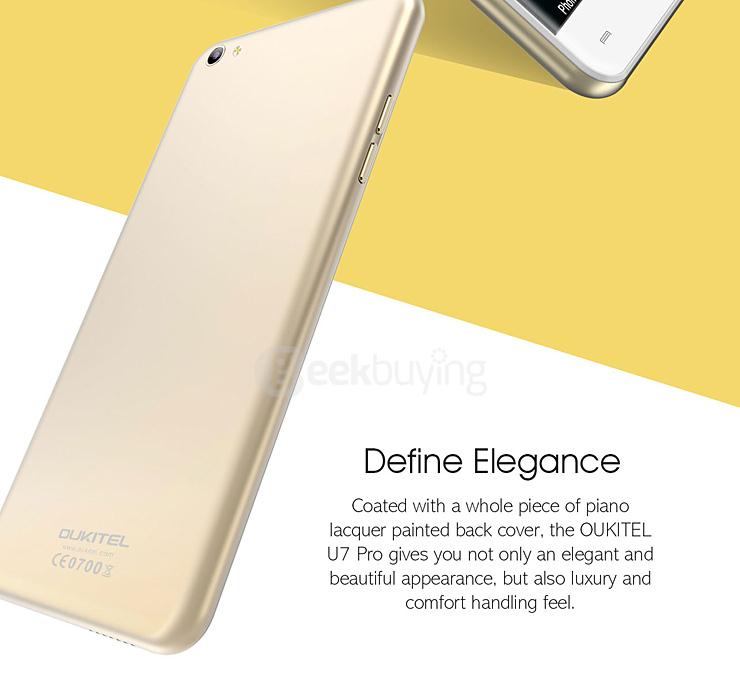 Oukitel U7 Pro 5.5inch IPS HD Android 5.1 1GB RAM 8GB ROM Smartphone MT6580 Quad Core 1.3GHz 13.0MP 3G GPS - White