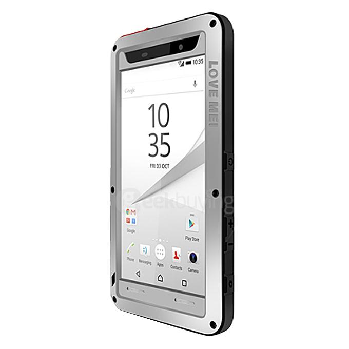Lovemei Aluminum Powerful Shockproof Gorilla Glass Metal Case Protective Cover for SONY Xperia Z5/Premium/Compact-Silver