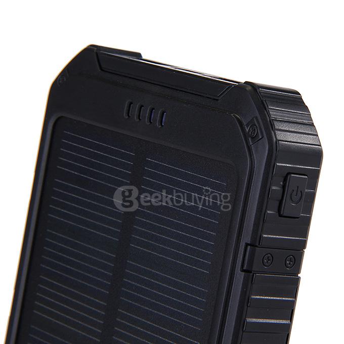 18000mAh Universal Solar Power Panel Charger Dual USB Power Bank for iPhone iPad HTC Lenovo Nokia - Black