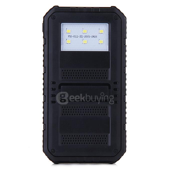18000mAh Universal Solar Power Panel Charger Dual USB Power Bank for iPhone iPad HTC Lenovo Nokia - Black
