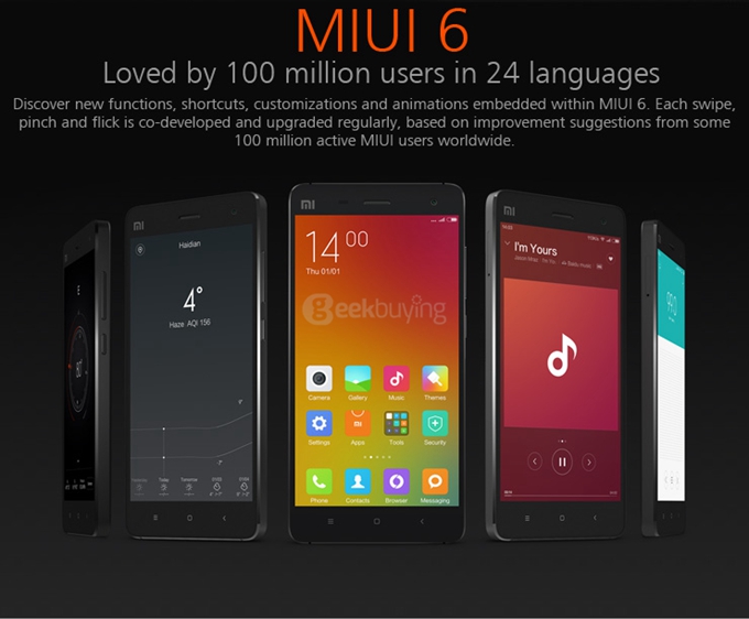 Xiaomi Mi4 5.0Inch MIUI V6 2GB 16GB 4G FDD-LTE Smartphone Snapdragon801 Krait 400 Quad Core 2.5GHz Infrared Remote- White