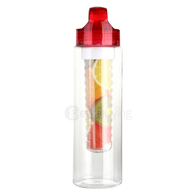 055 700ml Tritan Plastic Sport Water Bottle with Fruit Infuser - Red + Transparent