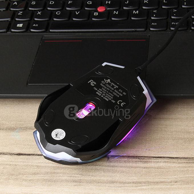 JEQANG JM-063 Professional Wired Opitcal Gaming Mouse 800/1200/1600DPI with Colorful LED Breathing Lights - Black+White