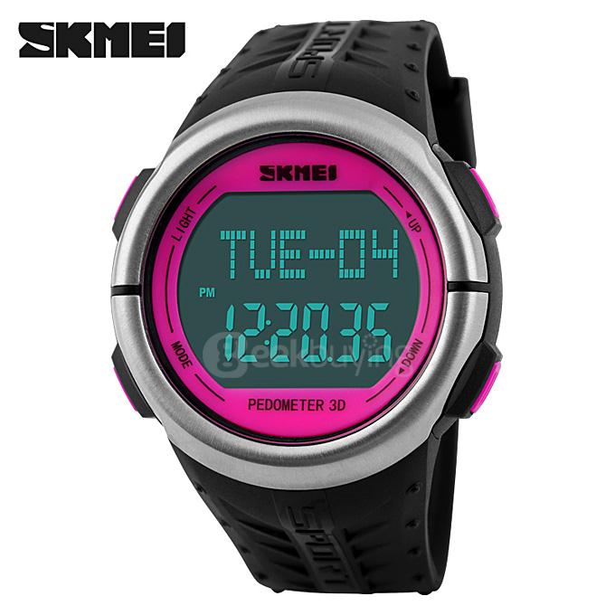 SKMEI 1058 Multifunction 50M Waterproof LED Digital Men Women Watch Heart Rate Monitor Pedometer Sport Watches Calorie Counter - Rose