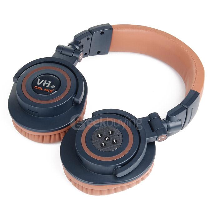 OVLENG V8-3 Foldable Super Bass Wireless Headset Bluetooth 4.0 Games Headphone -Light Brown