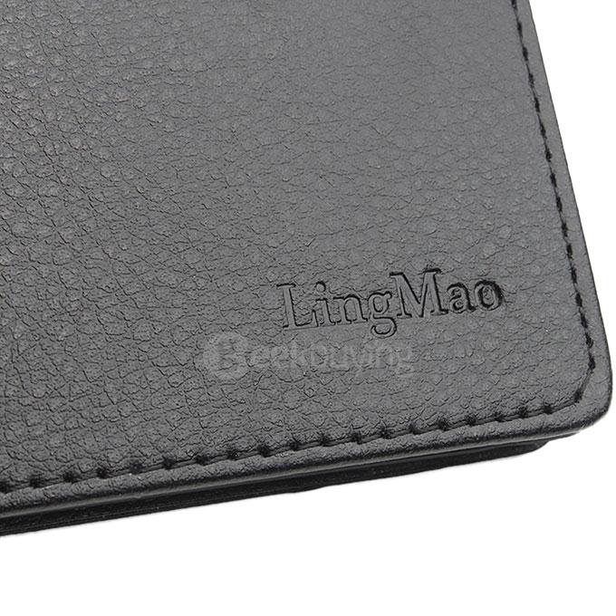 LingMao Protective Hard Cover Flip Stand Leather Case with Card Slots for Vodafone Smart Ultra 6 VF995N - Black