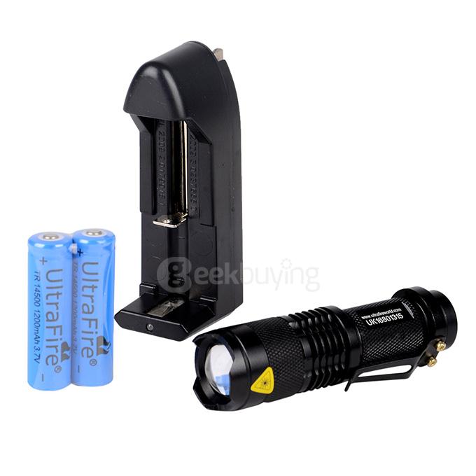 UltraFire SK68XPE 1-LED 400LM 1-Mode Cool White Light Flashlight w/ Clip - Black