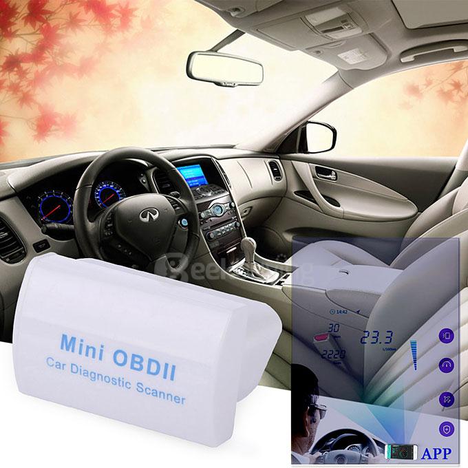 Mini OBDII Bluetooth Car Diagnostic Scanner - White