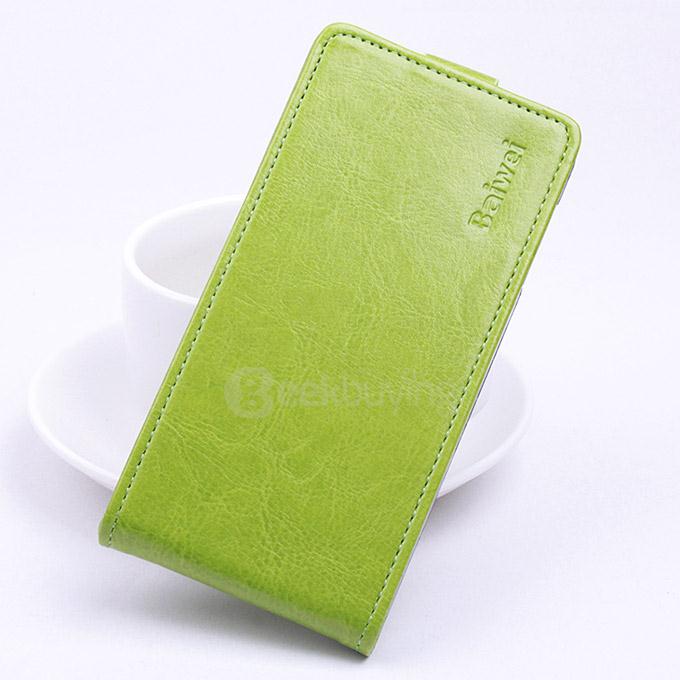 Baiwei Protective Hard Cover Up&Down Flip Stand Leather Case with Back Shell for Micromax Unite 3 Q372 - Green