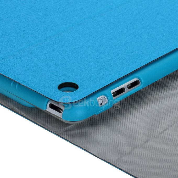 Removable Folding Bluetooth Keyboard with PU Leather Cover Case for IPAD MINI Tablet - Blue