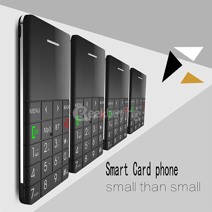 Qmart Q5 Ultra Thin Slim 1.0inch Mini Pocket Card Cell Phone Bluetooth Built-in Battery Anti-lost Remote Capture -White