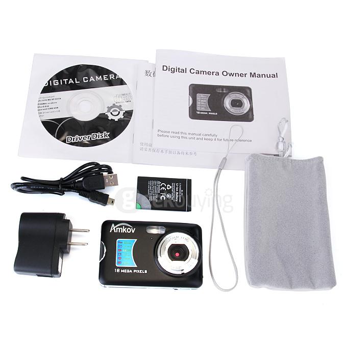 Amkov CD-FE 2.7inch TFT 18MP CMOS Wide Angle 8X Digital Zoom Digital Camera w/ SD Slot - Black
