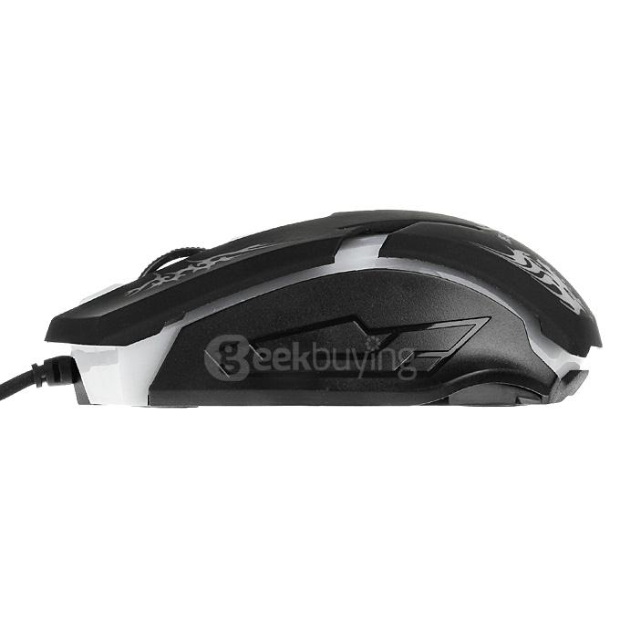JEQANG JM-063 Professional Wired Opitcal Gaming Mouse 800/1200/1600DPI with Colorful LED Breathing Lights - Black+White