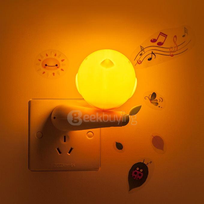 Birds LED Night Light Novel Wall Night Lamp with Wall Sticker - Orange