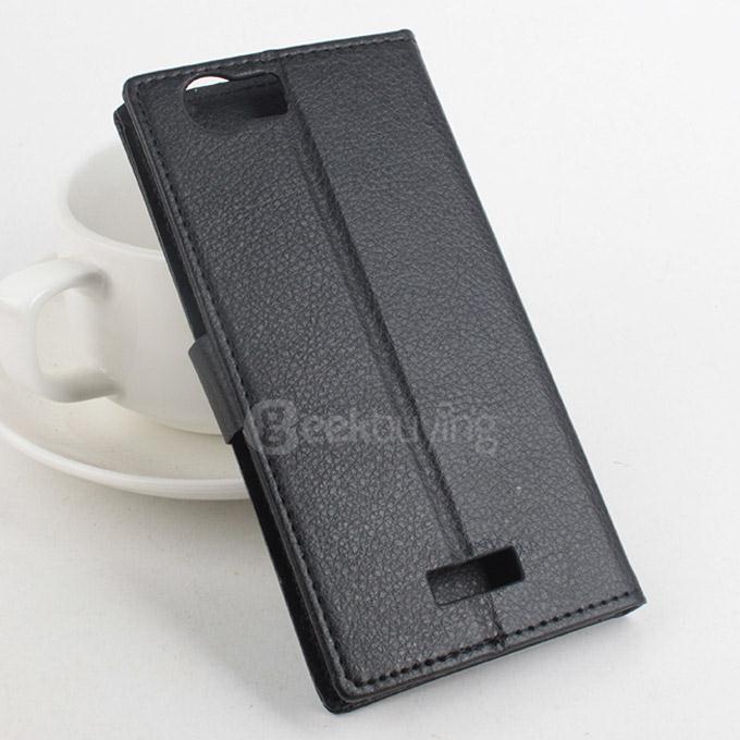 LingMao Protective Hard Cover Flip Stand Leather Case with Card Slots for Micromax Canvas Nitro 2 E311 - Black