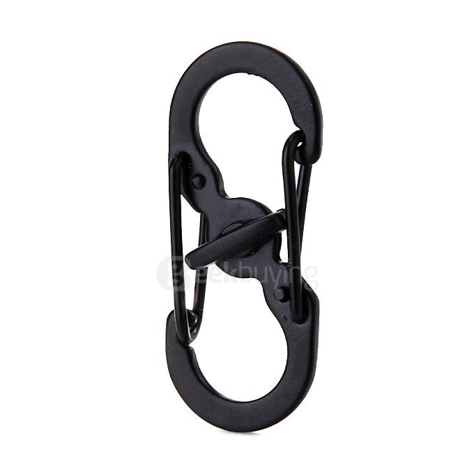 8-Shape MINI Multitool Outdoor Emergency Equipment Carabiner Buckle for Hiking Climbing Backpacking Mountaineering - Black