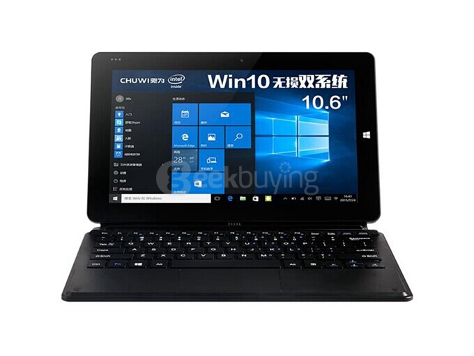 CHUWI Vi10 Pro 10.6 Inch Dual OS Windows8.1 + Android4.4 Tablet PC 2GB/64GB Intel Z3736F Quad Core 2.16GHz IPS 1366*768 Bluetooth HDMI WiFi - Black