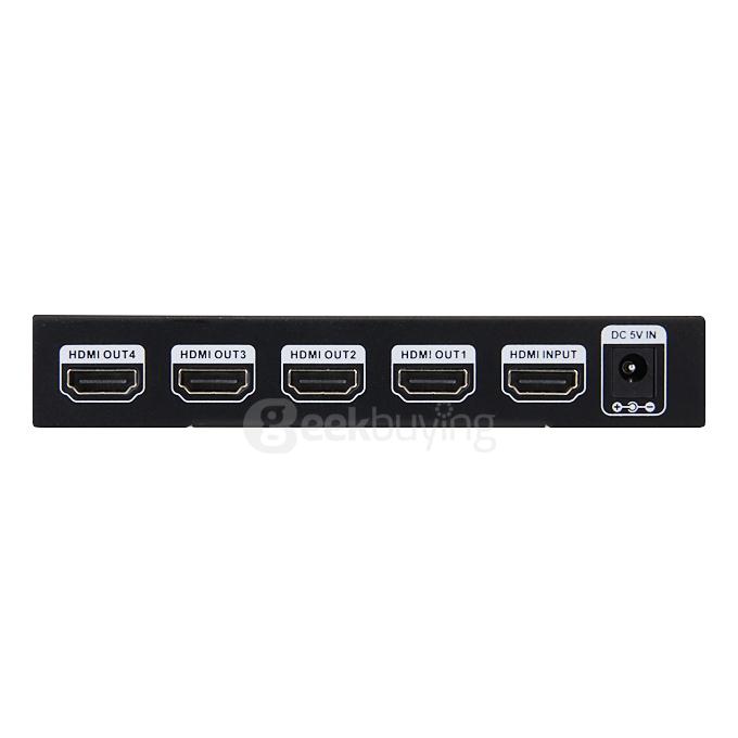 HDV-814 3D UHD 4K*2K HD 1080P 4 Ports HDMI 1.3 Splitter 1x4 HDMI Switcher Video Audio Converter Adapter - Black