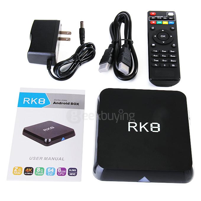 RK8 Android 5.1 4K TV BOX RK3368 Octa Core 2G/8G 2.4G/5G Dual Band WIFI Bluetooth4.0 KODI HDMI2.0 DLNA AirPlay Miracast 3D