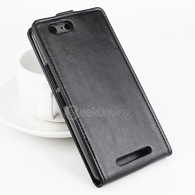 Baiwei Protective Hard Cover Up&Down Flip Stand Leather Case with Back Shell for GIONEE M5 5.5inch - Black