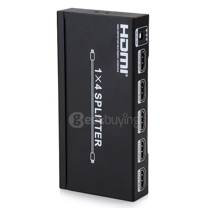 HDV-814 3D UHD 4K*2K HD 1080P 4 Ports HDMI 1.3 Splitter 1x4 HDMI Switcher Video Audio Converter Adapter - Black