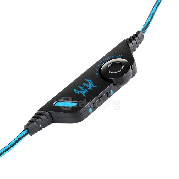 EACH G9000 3.5mm Glaring LED Light Gaming Headset w/ Mic for Laptop Phones PS4 - Blue + Black