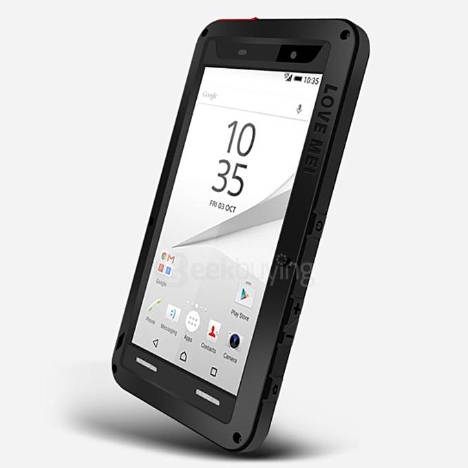 Lovemei Aluminum Powerful Shockproof Gorilla Glass Metal Case Protective Cover for SONY Xperia Z5/Premium/Compact -Black