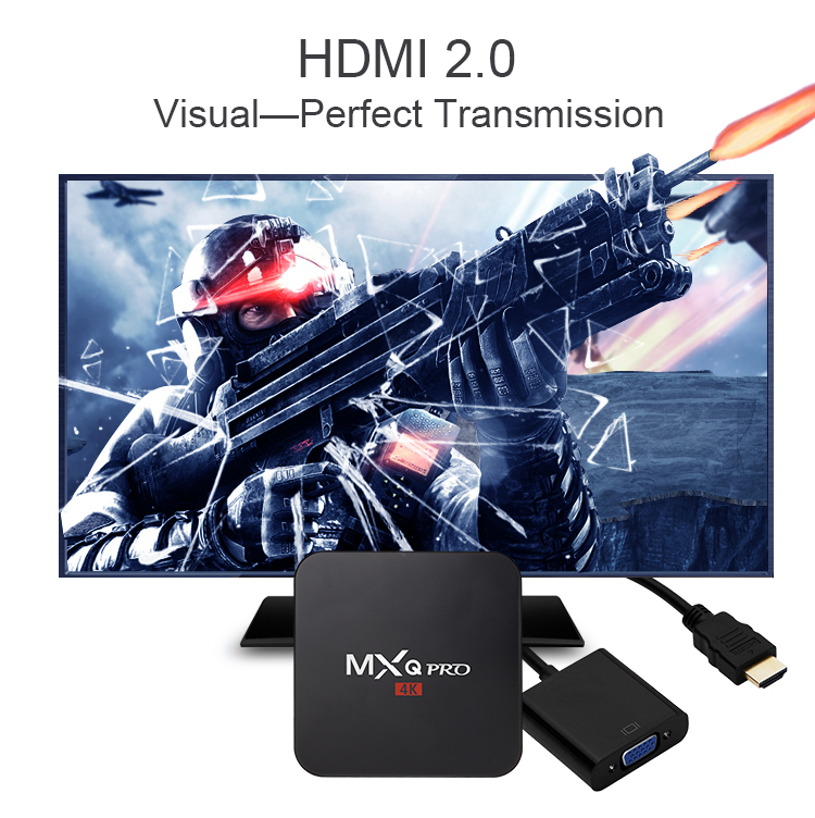 MXQ Pro Amlogic S905 4K Ultimate HD KODI Android 5.1 Lollipop TV Box Quad Core 2.0GHz H.265 Hardware Decoding WIFI Miracast DLNA - Black