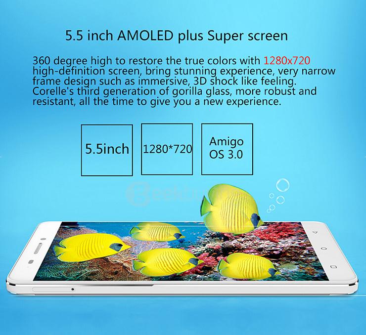 GIONEE M5 5.5inch HD 4G 6020mAh Battery Smartphone Android 5.1 64bit MTK6735 Quad Core 2GB 16GB 13.0MP OTG HiFi - Black