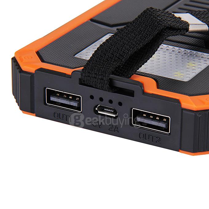30000mAh Universal Solar Power Panel Charger Dual USB Power Bank for iPhone iPad Mobile Phones MP3 - Orange