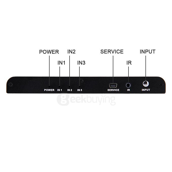 HDS-A31 UHD 4K*2K Video HDCP 3D 1080P 3X1 HDMI Switcher HUB Converter Box With IR Remoter Control Support - Black