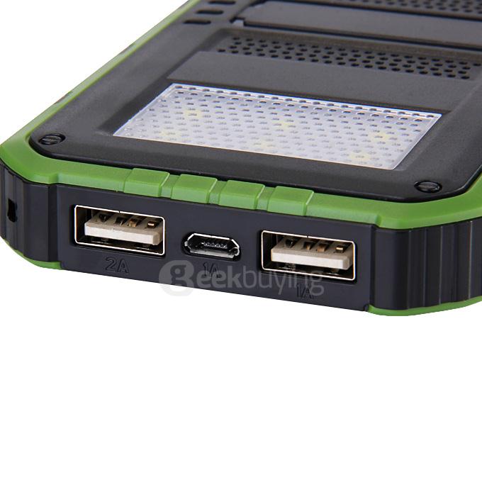 18000mAh Universal Solar Power Panel Charger Dual USB Power Bank for iPhone iPad HTC Lenovo Nokia - Green
