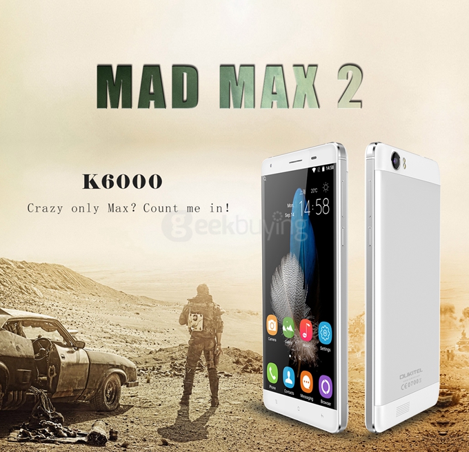 Oukitel K6000 5.5inch IPS HD 4G LTE 6000mAh Android 5.1 Smartphone 64-Bit MT6735 Quad Core 2GB 16GB 13.0MP - Gray