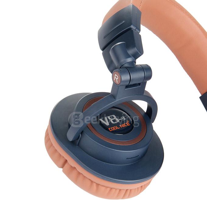 OVLENG V8-3 Foldable Super Bass Wireless Headset Bluetooth 4.0 Games Headphone -Light Brown