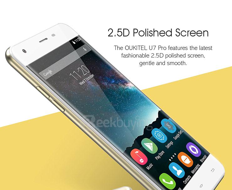 Oukitel U7 Pro 5.5inch IPS HD Android 5.1 1GB RAM 8GB ROM Smartphone MT6580 Quad Core 1.3GHz 13.0MP 3G GPS - White