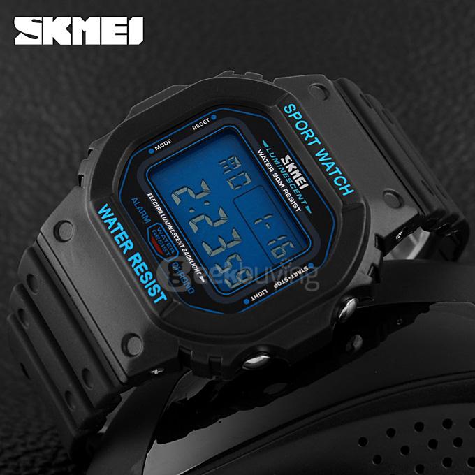 SKMEI 1134 Multifunction LED Digital Electronic Men Military Watch 50M Waterproof Outdoor Sports Wristwatch - Blue
