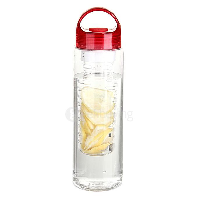 055 700ml Tritan Plastic Sport Water Bottle with Fruit Infuser - Red + Transparent