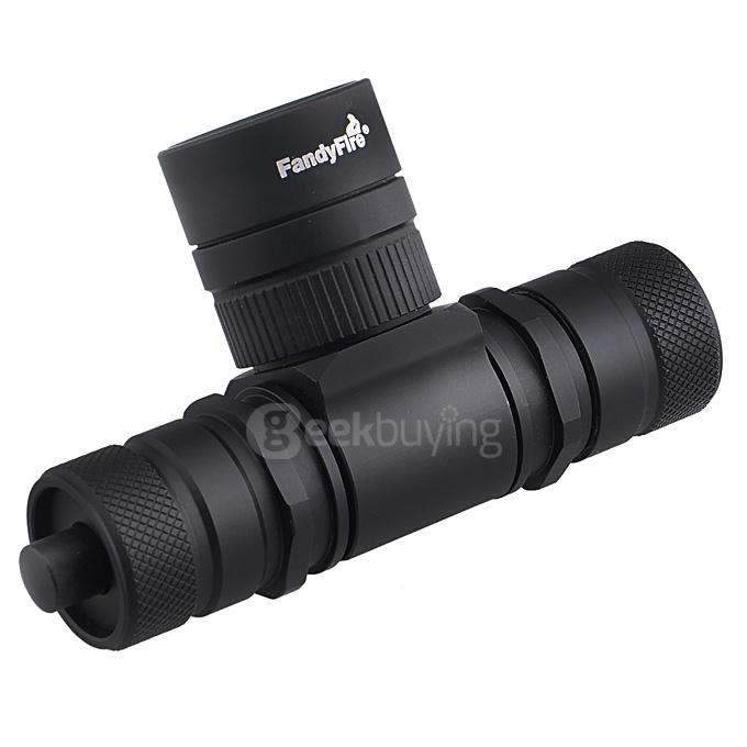 FandyFire CREE XM-L2 T6 1000lm 1-Mode Cool White Light Diving Flashlight w/ Strap - Black