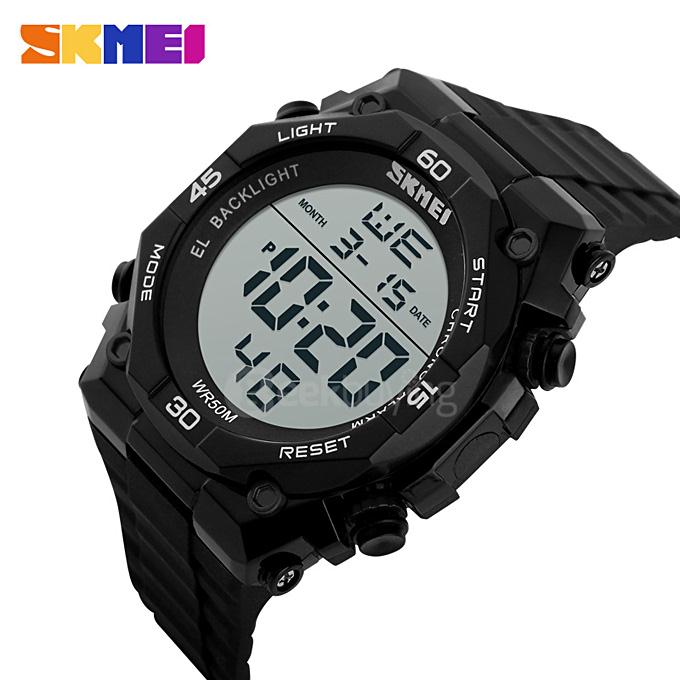 SKMEI 1130 Multifunction LED Digital Calendar Electronic Watch Waterproof Outdoor Sports Men Military Watch - Black