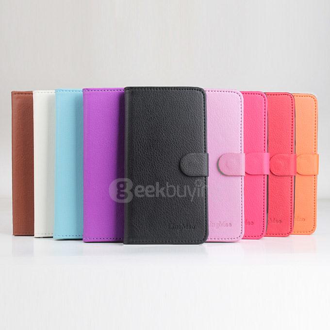 LingMao Protective Hard Cover Flip Stand Leather Case with Card Slots for Vodafone Smart Ultra 6 VF995N - Orange