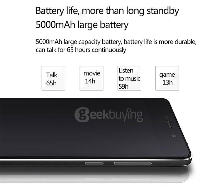 GIONEE M3S 5.0inch 4G 5000mAh Battery Android 5.1 Smartphone 1.5GB RAM 16GB ROM Qualcomm MSM8916 64bit Quad Core 1.2GHz Dual Cameras - Black