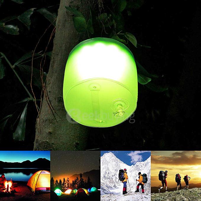 Portable Inflatable 10-LED RGB Light Solar Powered Folding Lantern w/ 8-Mode - Colorful Light