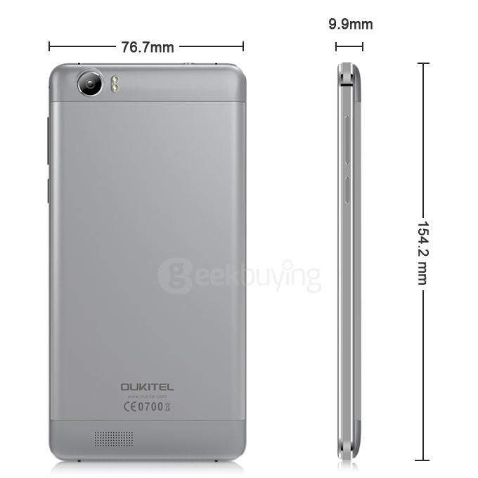 Oukitel K6000 5.5inch IPS HD 4G LTE 6000mAh Android 5.1 Smartphone 64-Bit MT6735 Quad Core 2GB 16GB 13.0MP - Gray