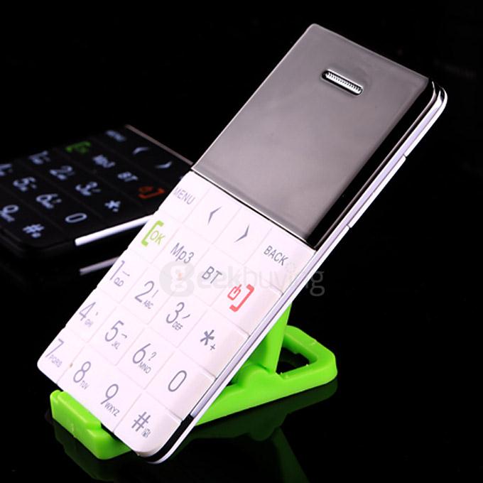 Qmart Q5 Ultra Thin Slim 1.0inch Mini Pocket Card Cell Phone Bluetooth Built-in Battery Anti-lost Remote Capture -White