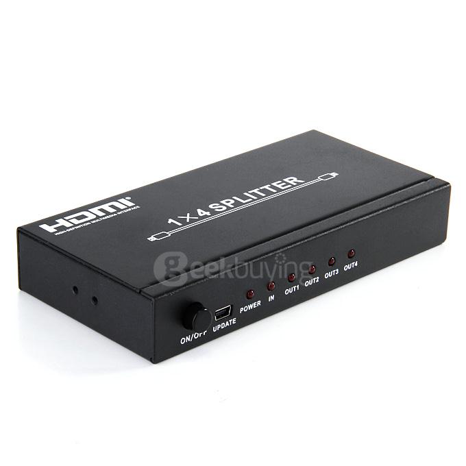 HDV-814 3D UHD 4K*2K HD 1080P 4 Ports HDMI 1.3 Splitter 1x4 HDMI Switcher Video Audio Converter Adapter - Black