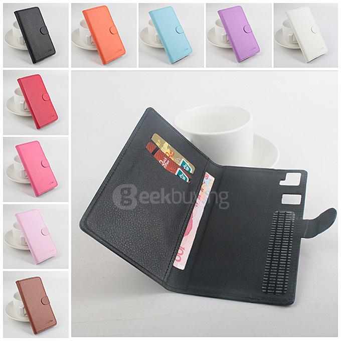 LingMao Protective Hard Cover Flip Stand Leather Case with Card Slots for BUL Quattro Aquaris E6 - Red