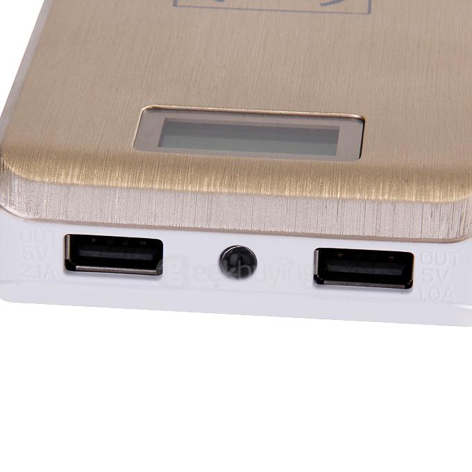 KP-W120 12000mAh Dual USB Qi Wireless Power Bank External Battery Charger w/ LCD Display For iPhone Samsung HTC - Gold